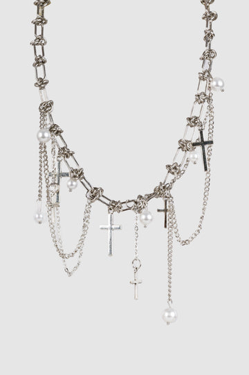 Collar Crosses And Chains COLLARES NOW Plateado 