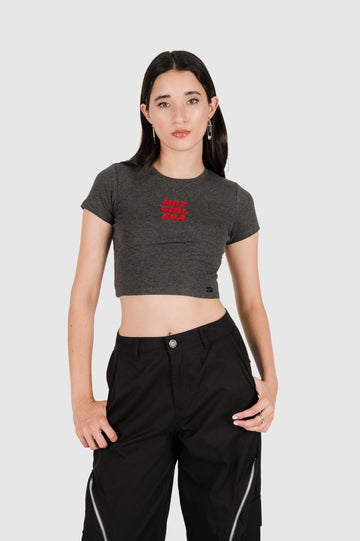 Polo Crop Rick 🇵🇪 Now Peru Gris Oscuro XS 