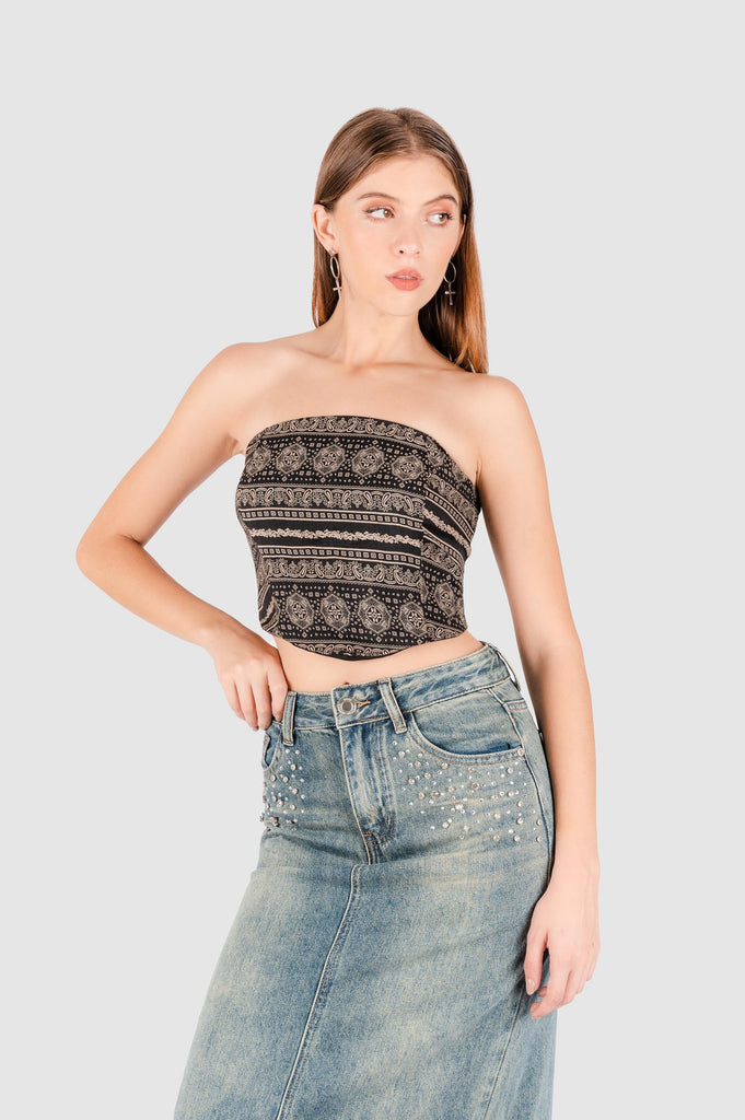 Blusa Crop Aura BLUSAS NOW Negro XS 