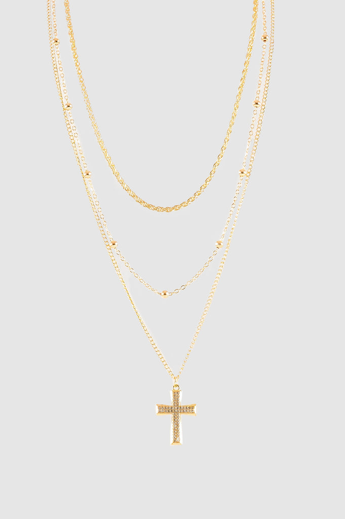 Collar With Cross COLLARES NOW Dorado 