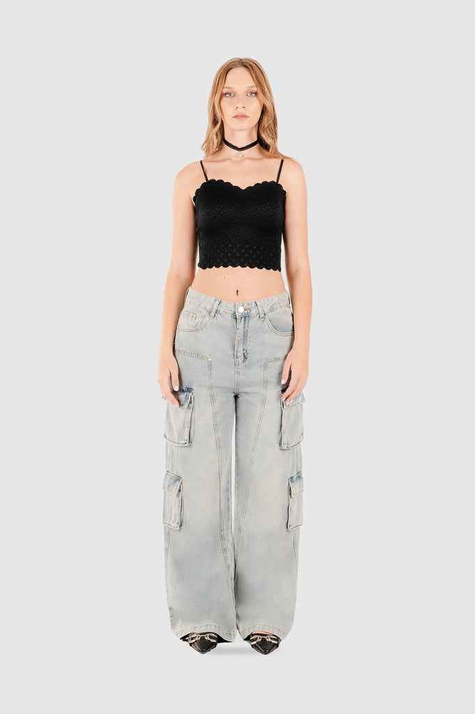 Pantalón Cargo Yzk Denim PANTALONES NOW Celeste S 