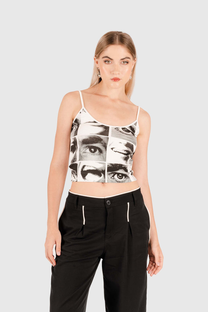 Crop Slim Fit Eyes CROPTOPS NOW Blanco XS 
