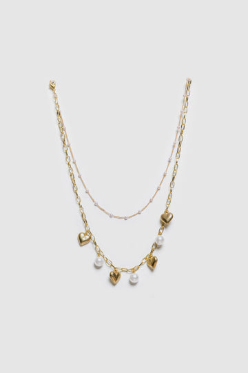 Collar X2 Pearls Love COLLARES NOW Dorado 
