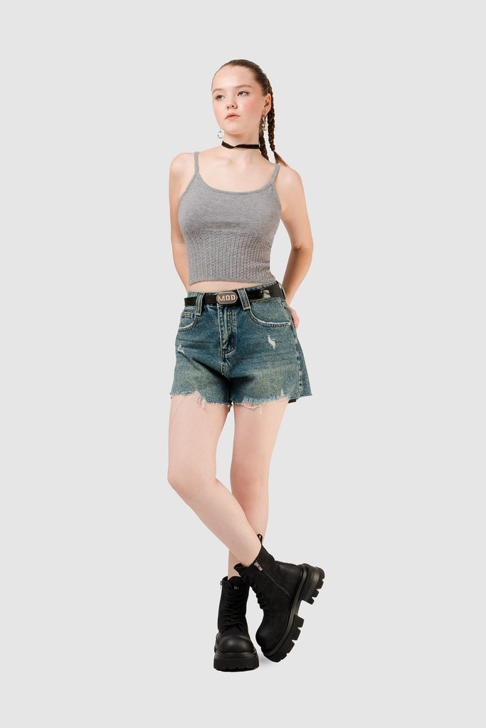 Top Slim Fit Anse CROPTOPS NOW Gris XS 