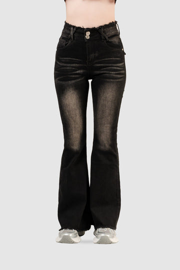 Pantalón Denim Flare Somo PANTALONES NOW Negro S 