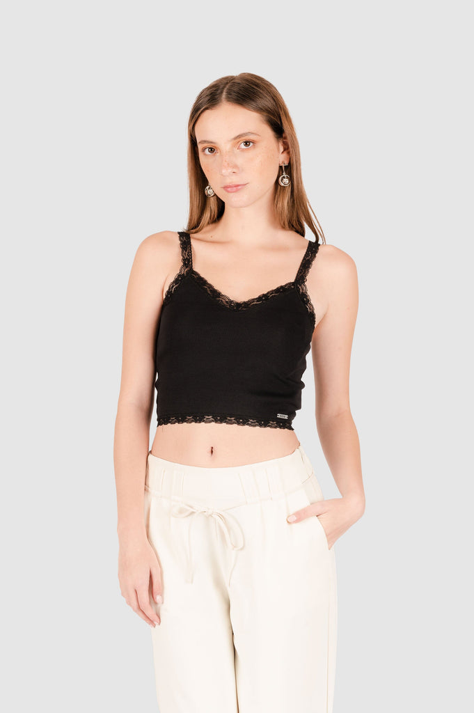 Top Slim Fit Avril CROPTOPS NOW Negro XS 