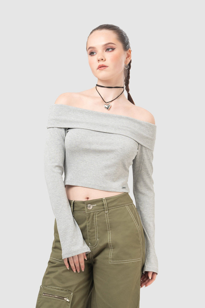 Top Off Shoulder Rafe CHOMPAS NOW Gris Claro XS 