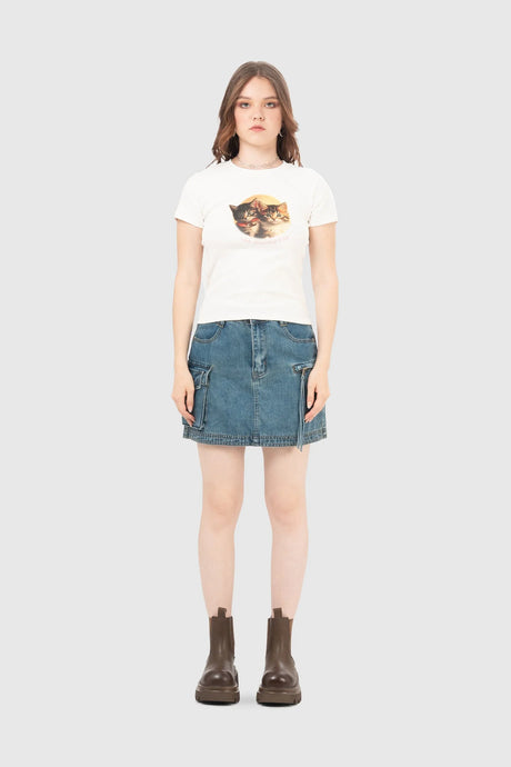 Mini Falda Denim London FALDAS NOW Azul S 