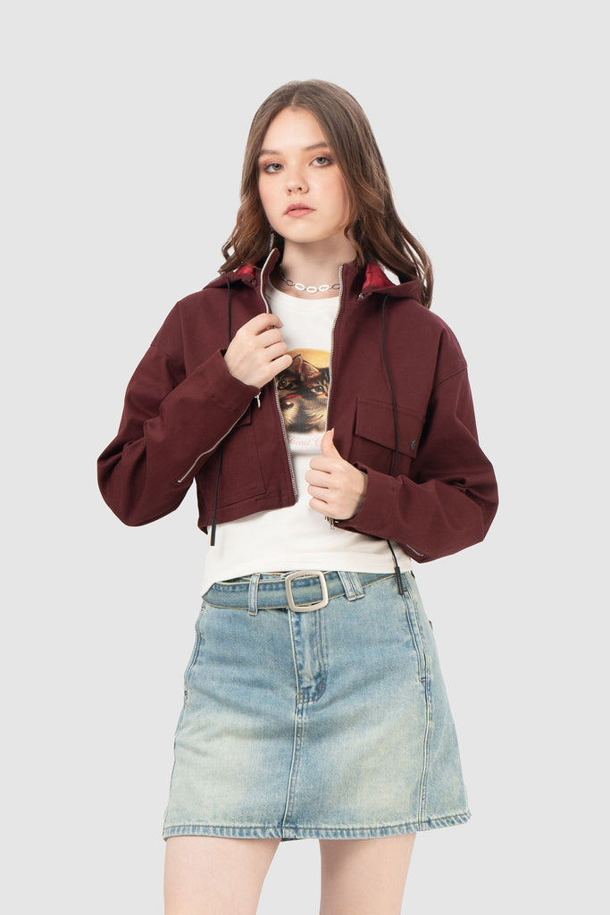 Casaca Crop Fit Claire ABRIGOS NOW Vino XS 