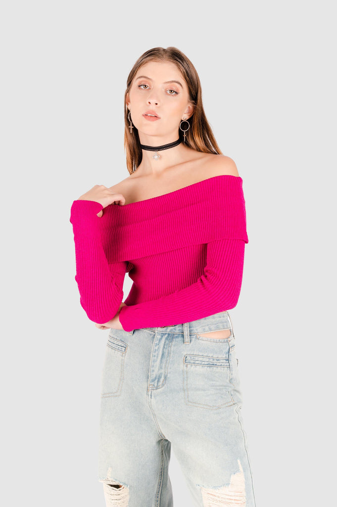 Chompa Off Shoulder Cami CHOMPAS NOW Fucsia XS 