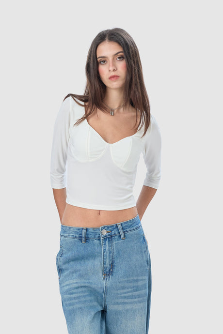 Blusa Slim Fit Grime BLUSAS NOW Blanco XS 