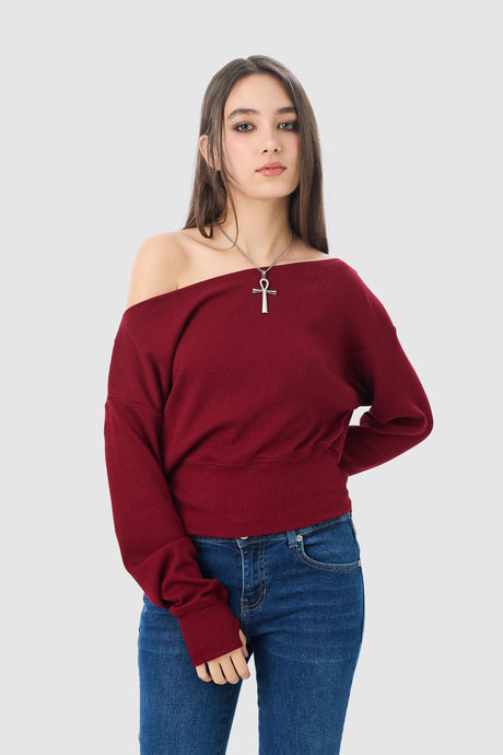 Polera Off Shoulder Silver POLERAS NOW Vino XS 