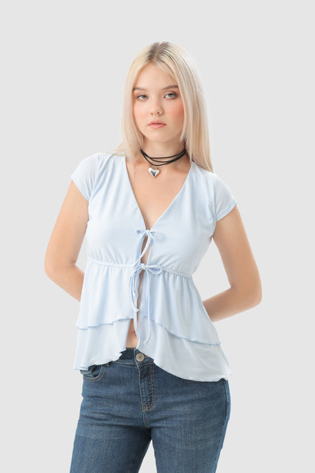 Blusa Regular Fit Bon BLUSAS NOW Celeste XS 