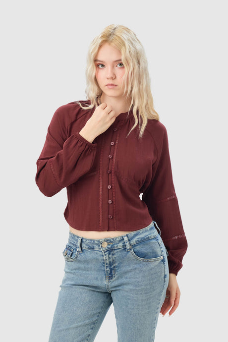 Blusa Regular Fit Delft BLUSAS NOW Vino X Small 