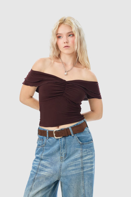 Blusa Slim Fit Vainne BLUSAS NOW Marrón X Small 