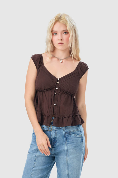 Blusa Regular Fit Tesanj BLUSAS NOW Marrón X Small 