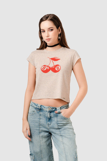 Polo Crop Fit Lain POLOS NOW Beige XS 