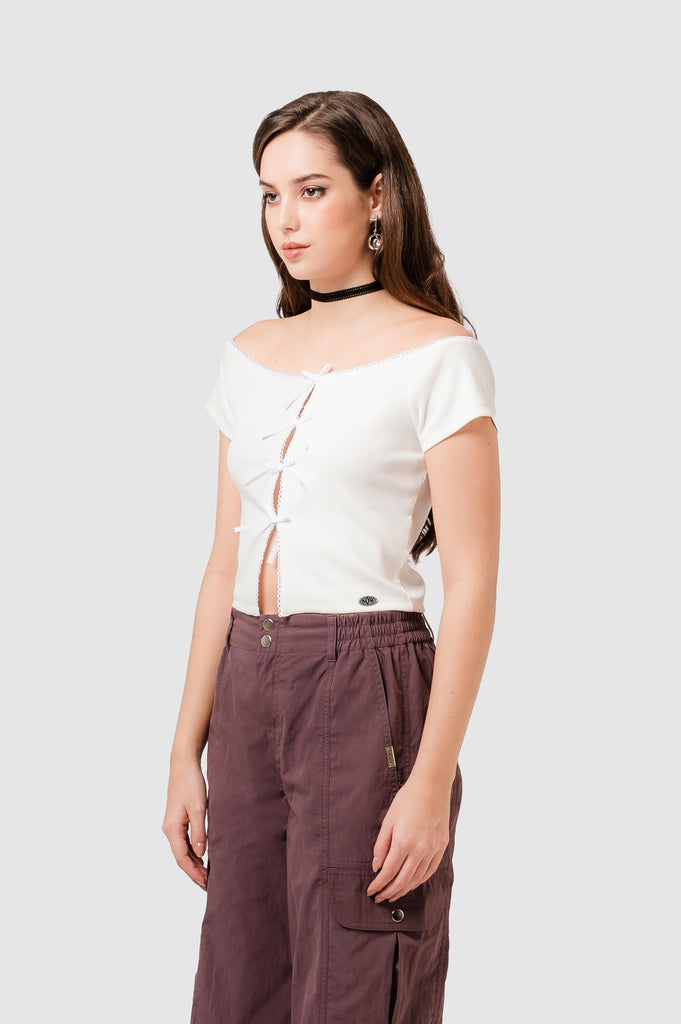 Blusa Crop Fit Mats BLUSAS NOW Blanco XS 