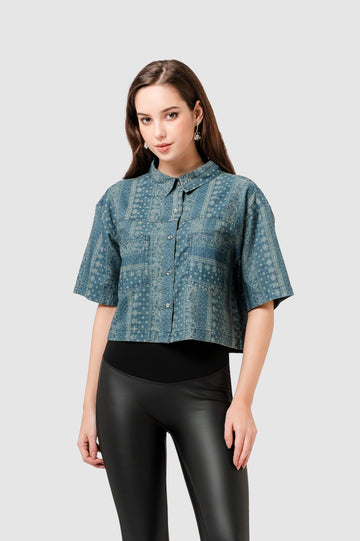 CAMISA BOXY JOHANSSON CAMISAS NOW Azul XS 