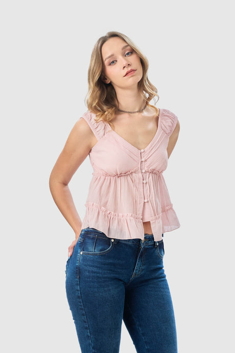 Blusa Regular Fit Tesanj BLUSAS NOW Rosado Claro X Small 