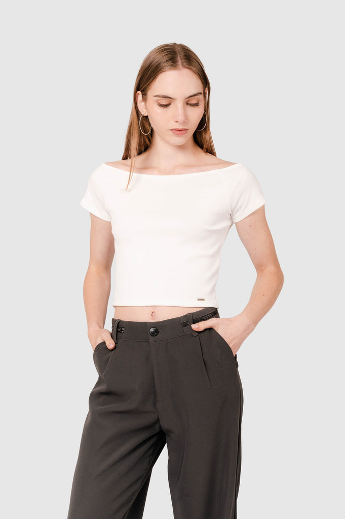 Polo Crop Fit Addley CROPTOPS NOW Blanco XS 
