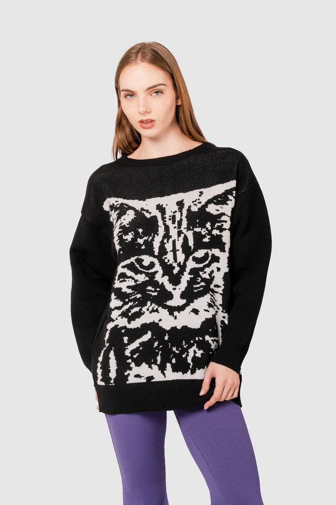 Sweater Oversize Fit Cats CHOMPAS NOW Negro XS 