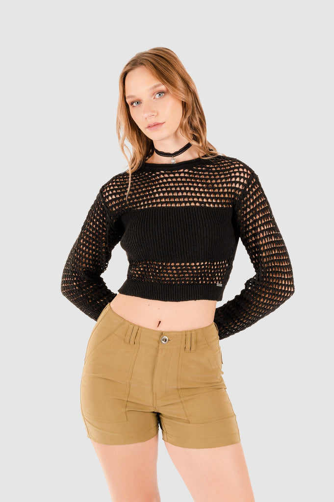 Sweater Crop Verona CHOMPAS NOW Negro XS 